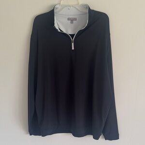 Peter Millar Black Quarter-Zip Pullover with White Trim